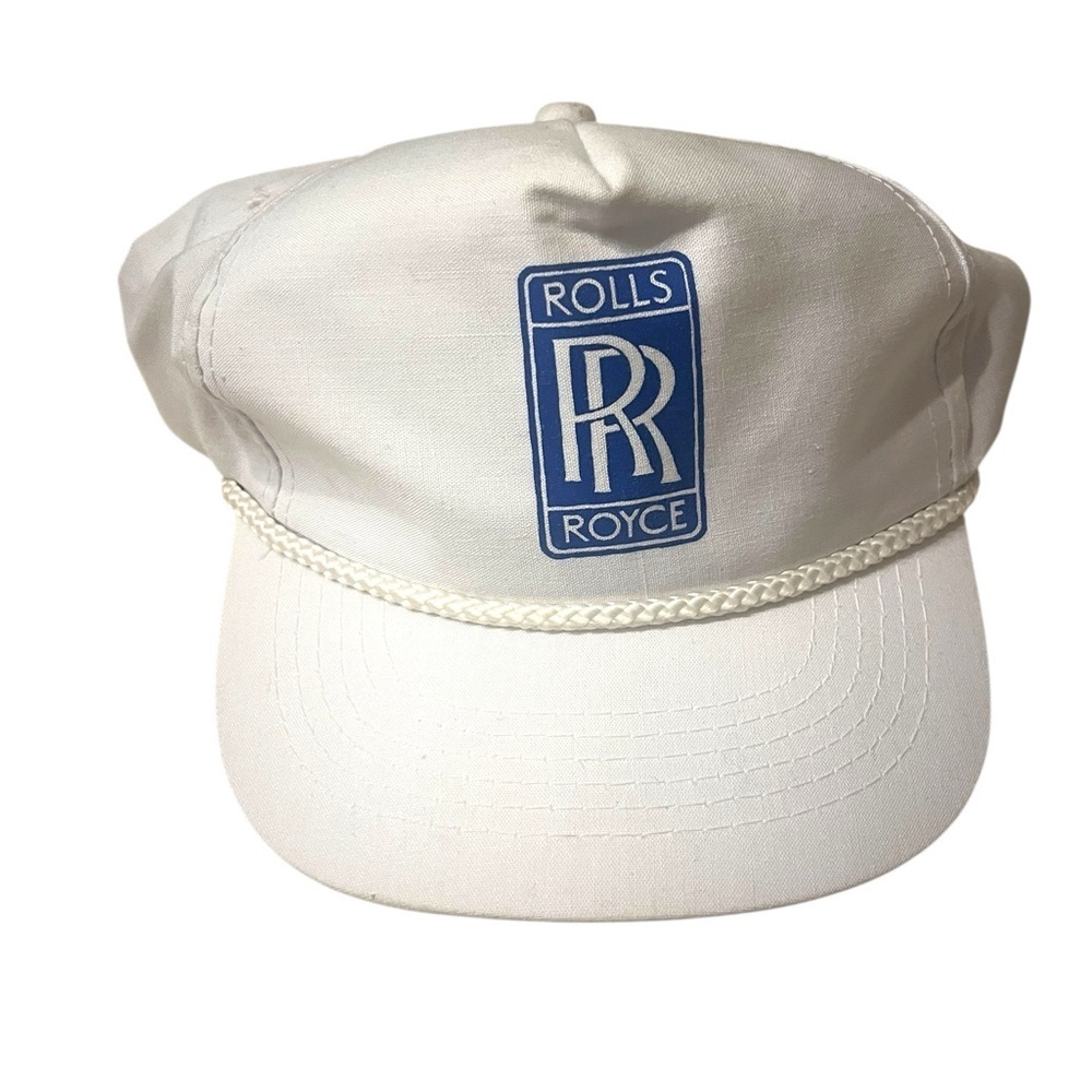 Vintage Rolls Royce SnapBack Men’s White Hat Logo with Braid EUC Rare